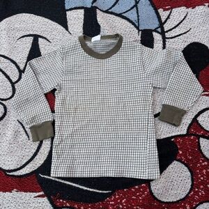 VINTAGE EXETER GRID PATTERN RINGER T SHIRT THERMAL SIZE 5 BOYS